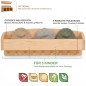 Preview: Große Kindergarderobe VERONA aus Erlenholz mit Feature-Infografik und original Holzspielzeug Peitz Gütesiegeln Handwerk, Natur, Nachhaltigkeit.